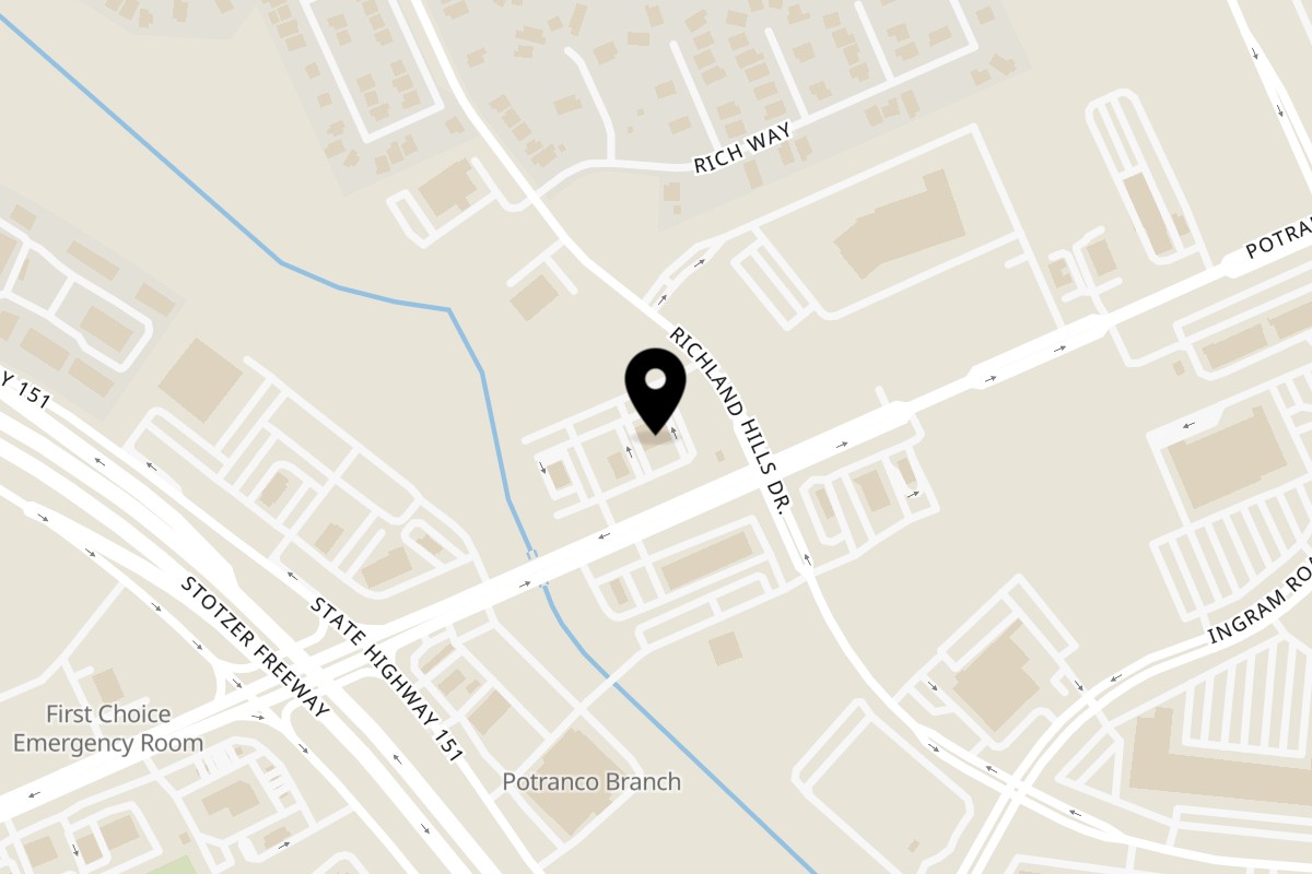 Map showing the location of Vietnam Express on 8815 Potranco Rd #101 in San Antonio
